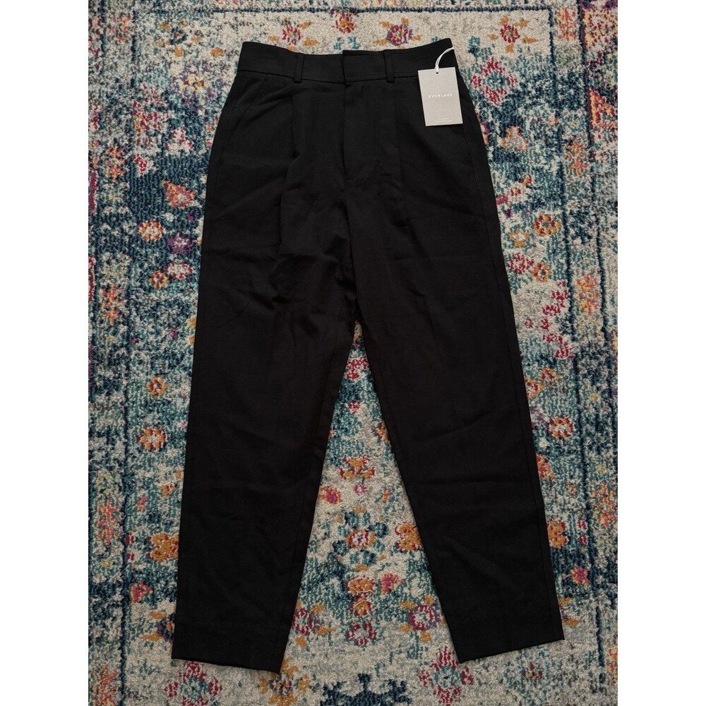 NEW Everlane The Tencel Way-High Taper Pant in Black Size 0 Business Casual Work